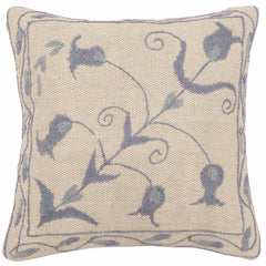 handmade Traditional Pillow Beige Blue Hand-Woven SQUARE 100% WOOL Handmade pillow