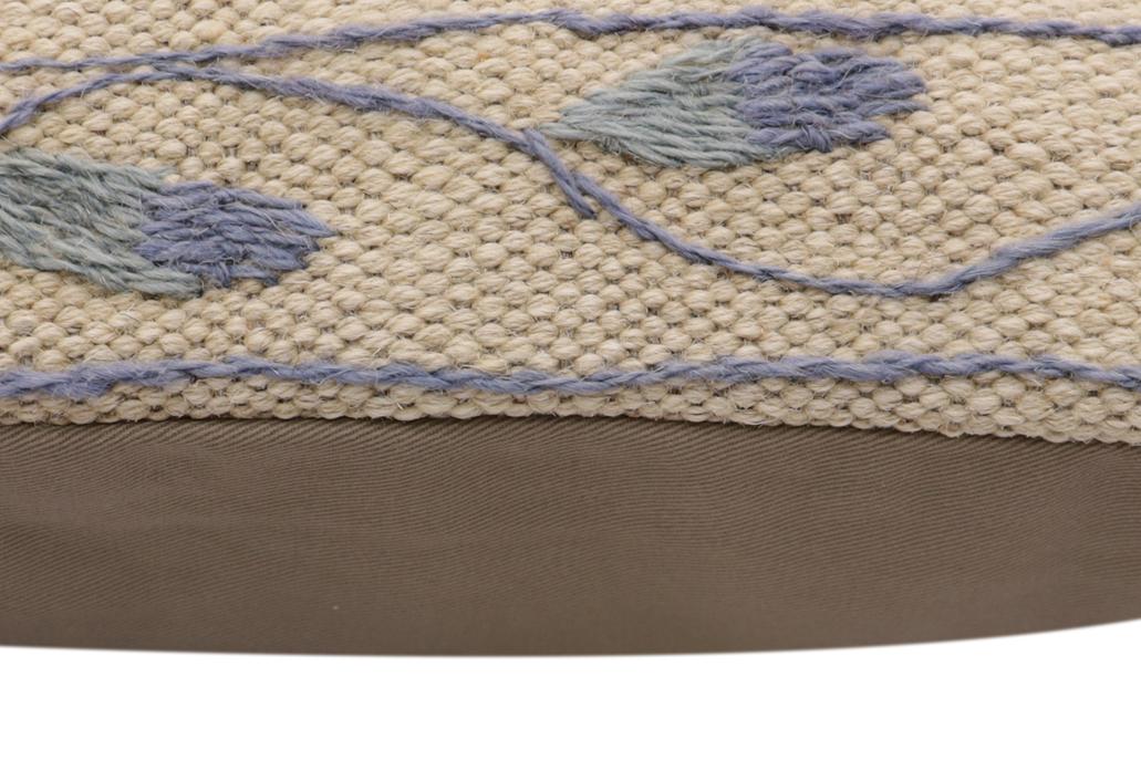 handmade Traditional Pillow Beige Blue Hand-Woven SQUARE 100% WOOL Handmade pillow