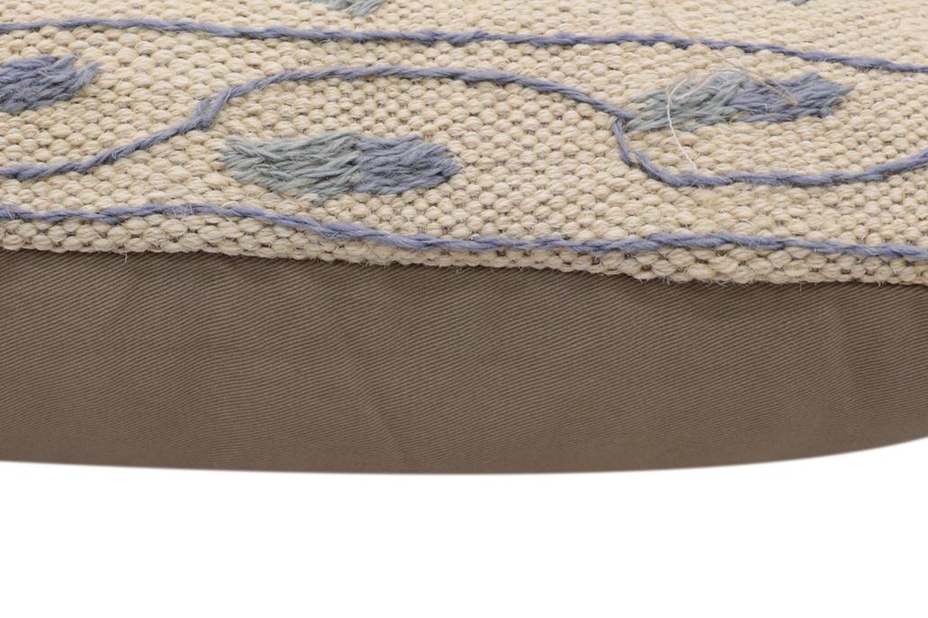 handmade Traditional Pillow Beige Blue Hand-Woven SQUARE 100% WOOL Handmade pillow