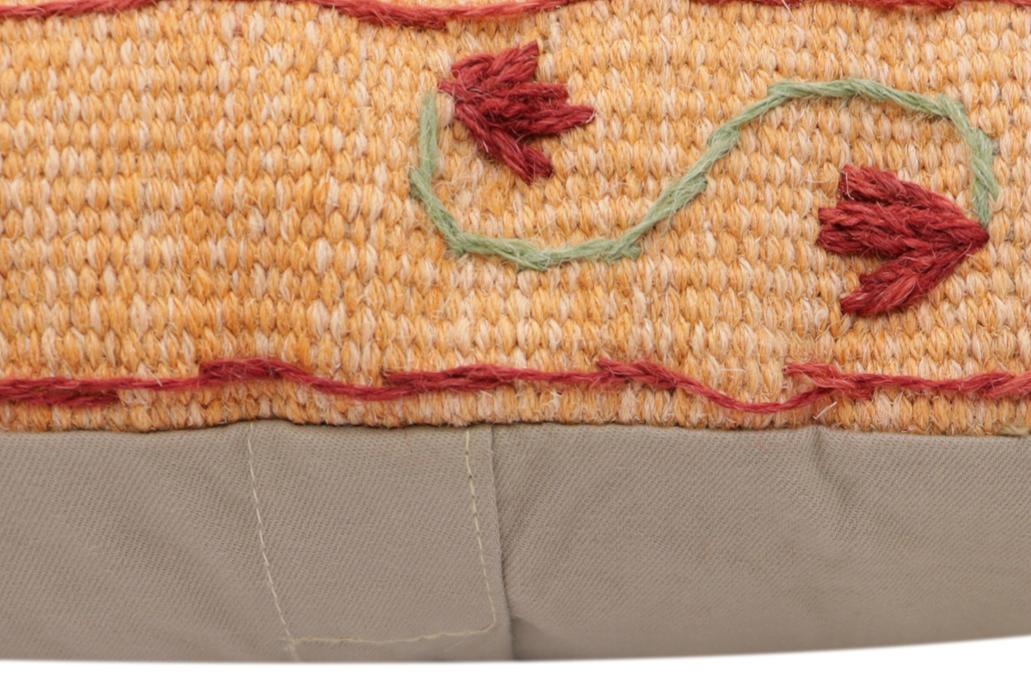 handmade Traditional Pillow Orange Red Hand-Woven SQUARE 100% WOOL Handmade pillow