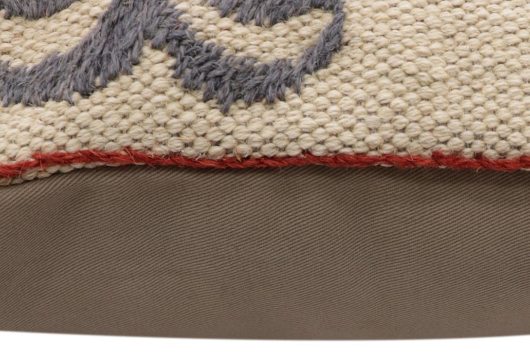 handmade Traditional Pillow Beige Red Hand-Woven SQUARE 100% WOOL Handmade pillow