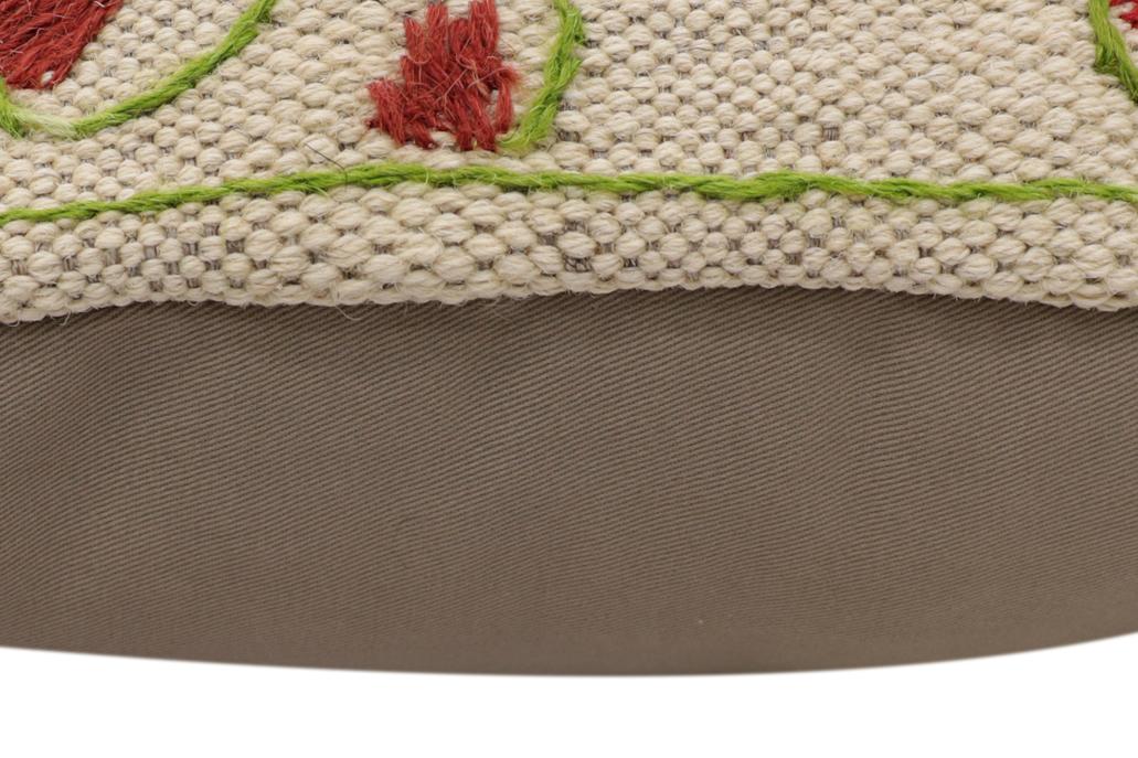 handmade Traditional Pillow Beige Red Hand-Woven SQUARE 100% WOOL Handmade pillow