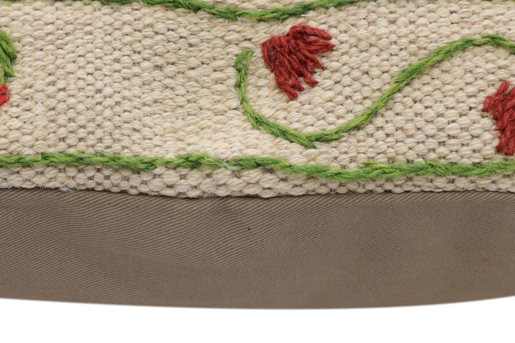 handmade Traditional Pillow Beige Red Hand-Woven SQUARE 100% WOOL Handmade pillow