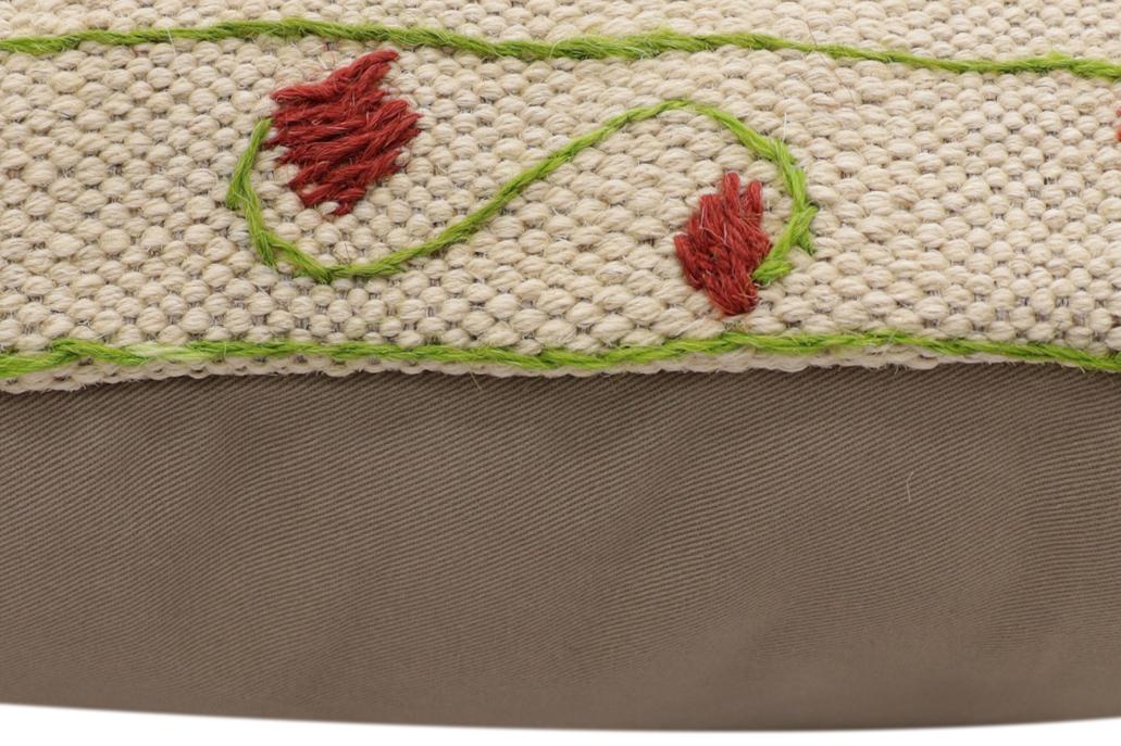 handmade Traditional Pillow Beige Red Hand-Woven SQUARE 100% WOOL Handmade pillow