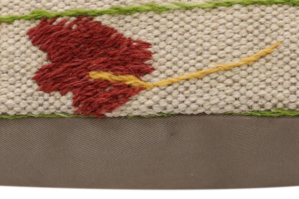 handmade Traditional Pillow Beige Red Hand-Woven SQUARE 100% WOOL Handmade pillow