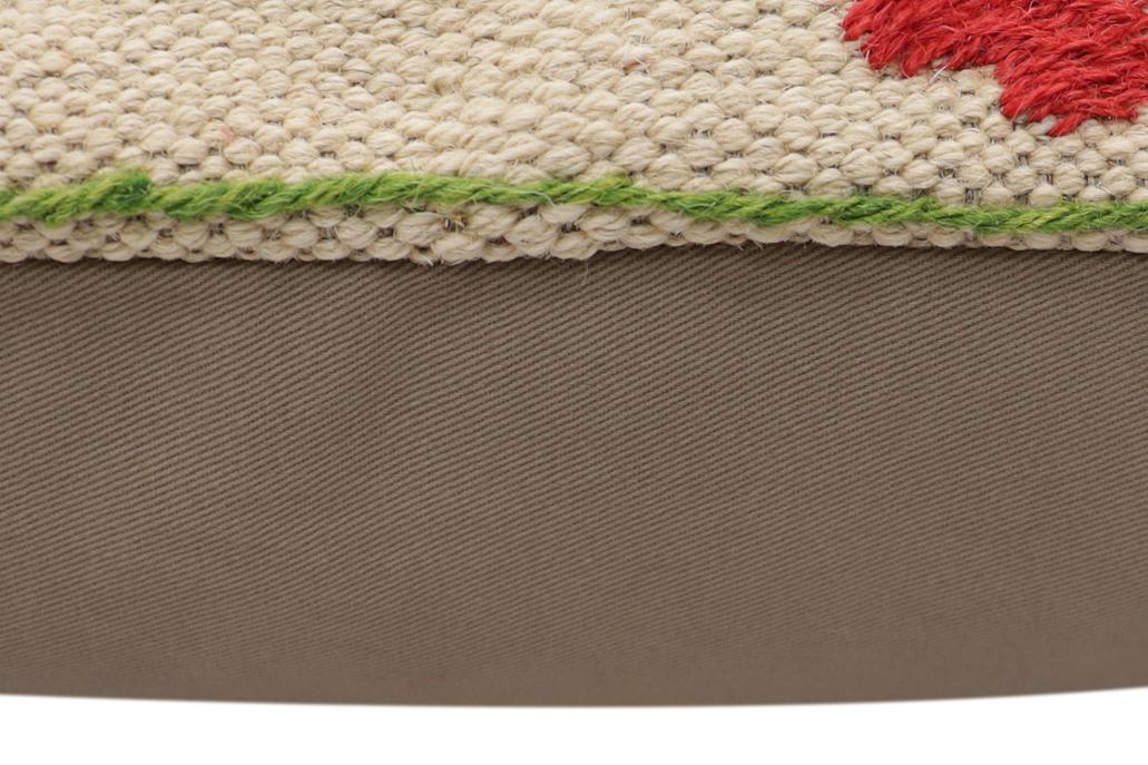 handmade Traditional Pillow Beige Red Hand-Woven SQUARE 100% WOOL Handmade pillow