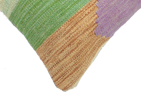 handmade Modern Pillow Blue Beige Hand-Woven SQUARE 100% WOOL  Hand woven turkish pillow  2 x 2