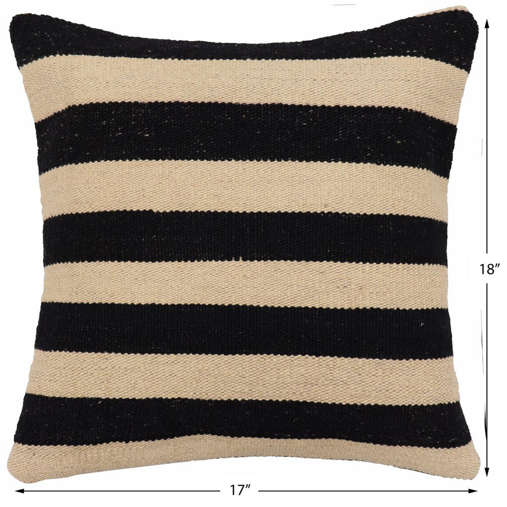 handmade Modern Pillow Beige Black Hand-Woven SQUARE 100% WOOL  Hand woven turkish pillow  2 x 2