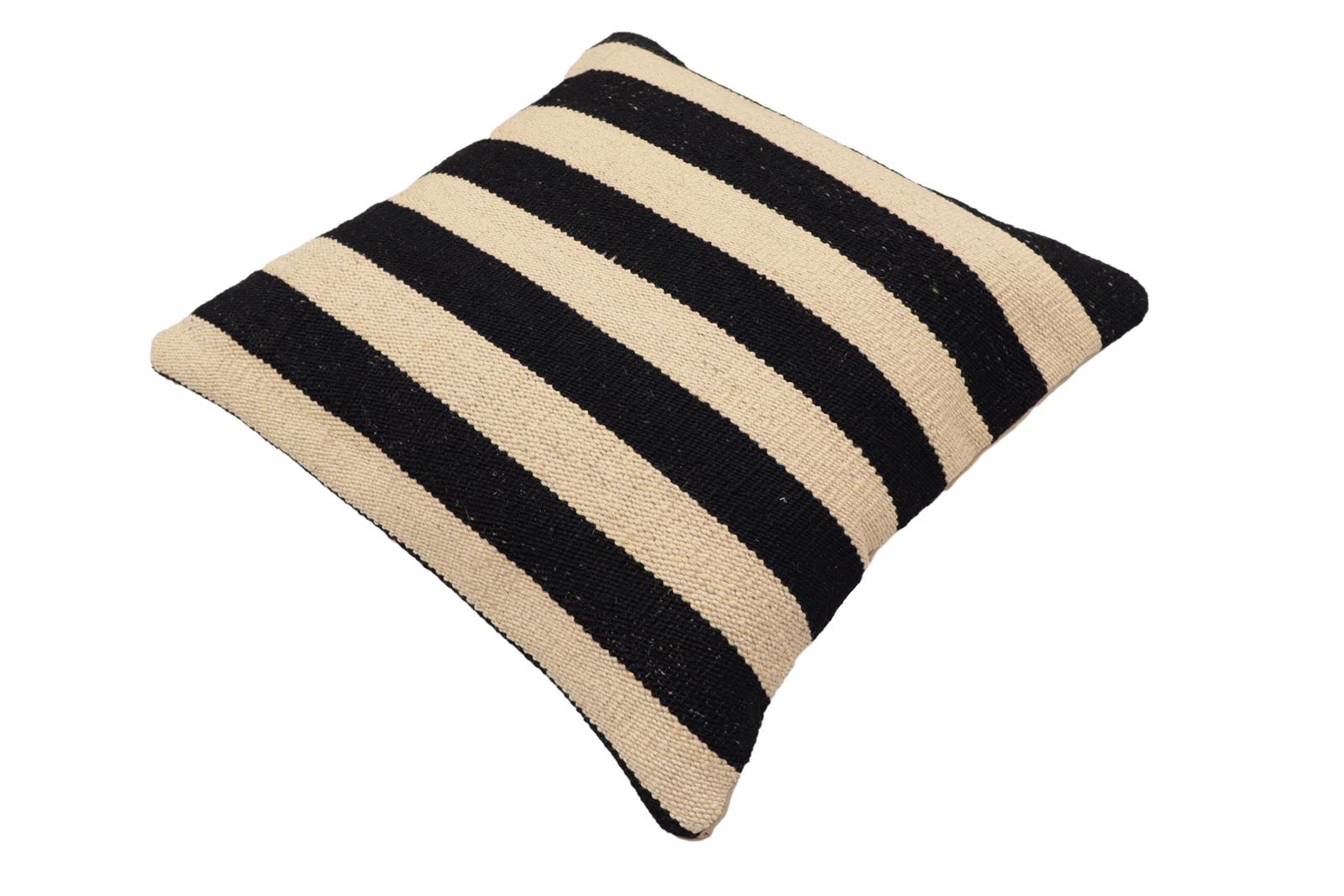 handmade Modern Pillow Beige Black Hand-Woven SQUARE 100% WOOL  Hand woven turkish pillow  2 x 2