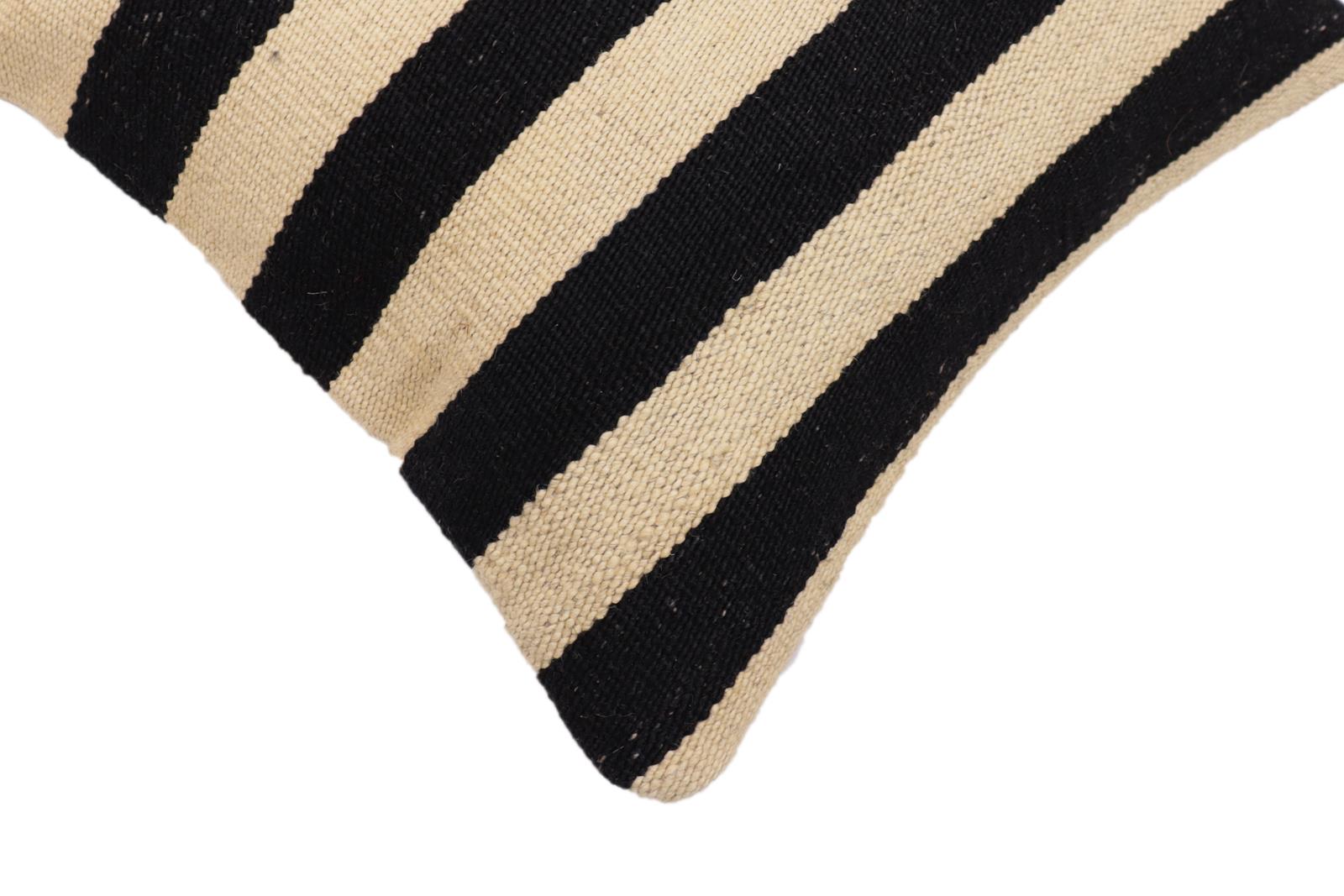 handmade Modern Pillow Beige Black Hand-Woven SQUARE 100% WOOL  Hand woven turkish pillow  2 x 2