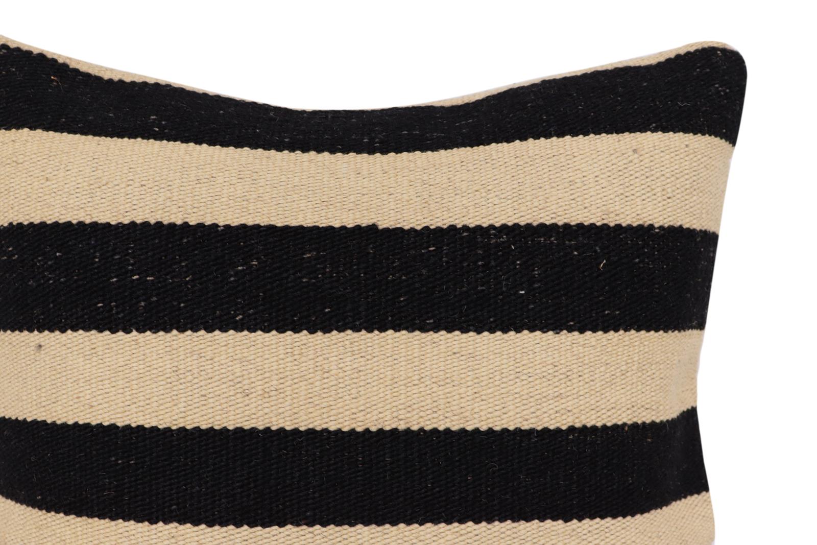 handmade Modern Pillow Beige Black Hand-Woven SQUARE 100% WOOL  Hand woven turkish pillow  2 x 2
