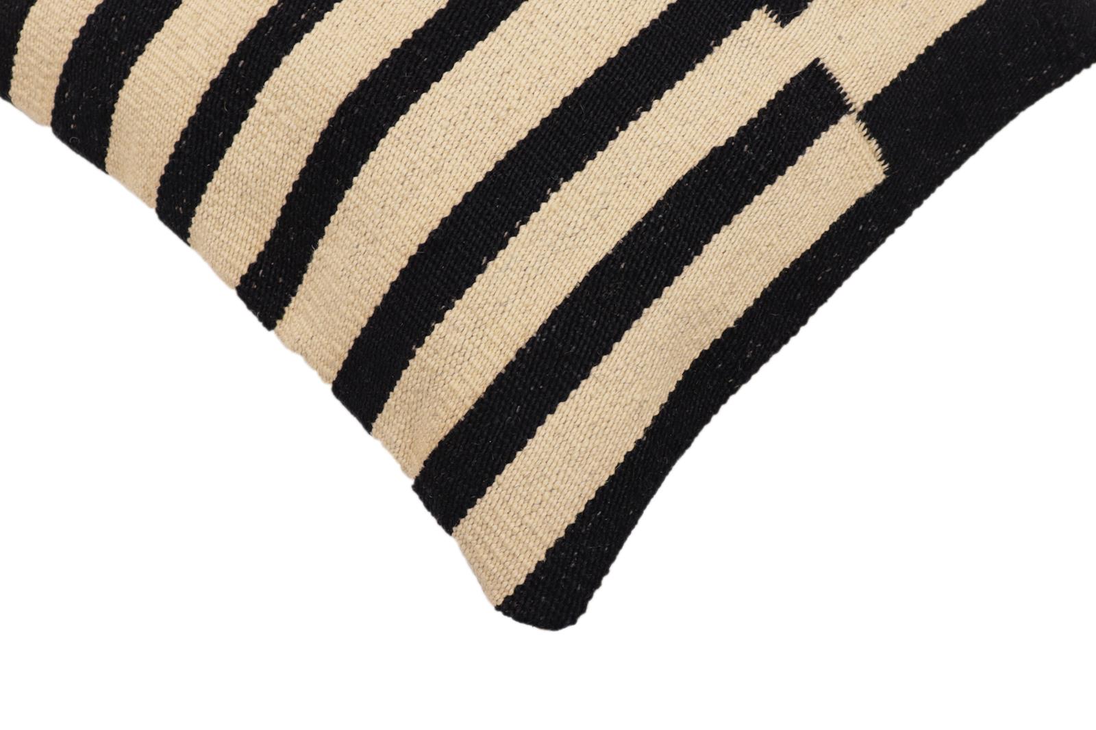handmade Modern Pillow Beige Black Hand-Woven SQUARE 100% WOOL  Hand woven turkish pillow  2 x 2