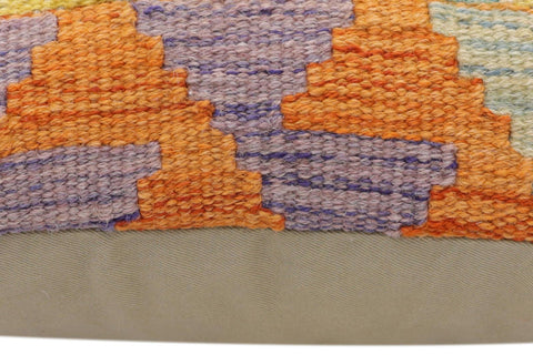 handmade Traditional Pillow Rust Blue Hand-Woven SQUARE 100% WOOL  Hand woven turkish pillow  2 x 2