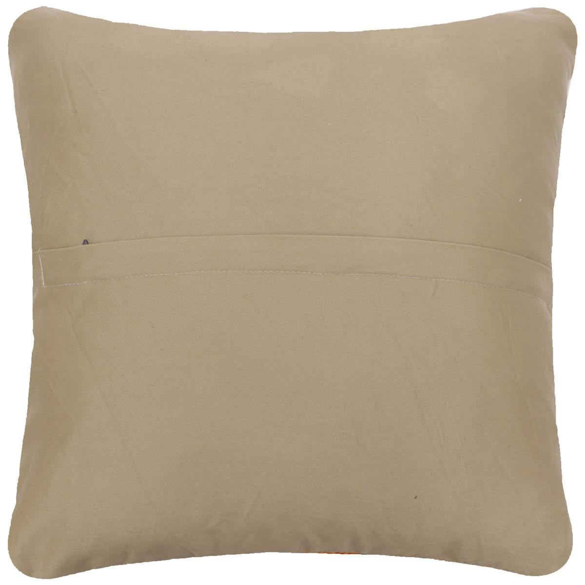 handmade Traditional Pillow Rust Blue Hand-Woven SQUARE 100% WOOL  Hand woven turkish pillow  2 x 2