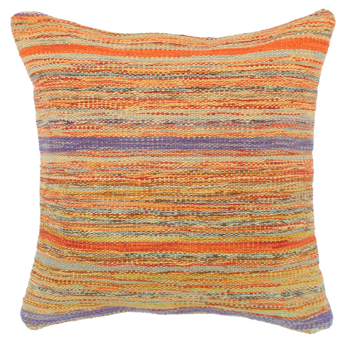 handmade Modern Pillow Rust Blue Hand-Woven SQUARE 100% WOOL  Hand woven turkish pillow  2 x 2
