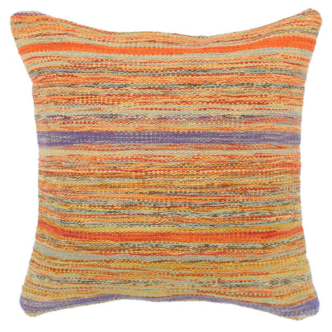 handmade Modern Pillow Rust Blue Hand-Woven SQUARE 100% WOOL  Hand woven turkish pillow  2 x 2