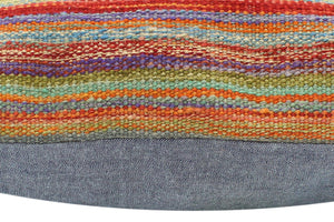 handmade Modern Pillow Rust Blue Hand-Woven SQUARE 100% WOOL  Hand woven turkish pillow  2 x 2