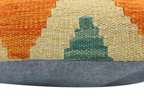 handmade Modern Pillow Rust Blue Hand-Woven SQUARE 100% WOOL  Hand woven turkish pillow  2 x 2