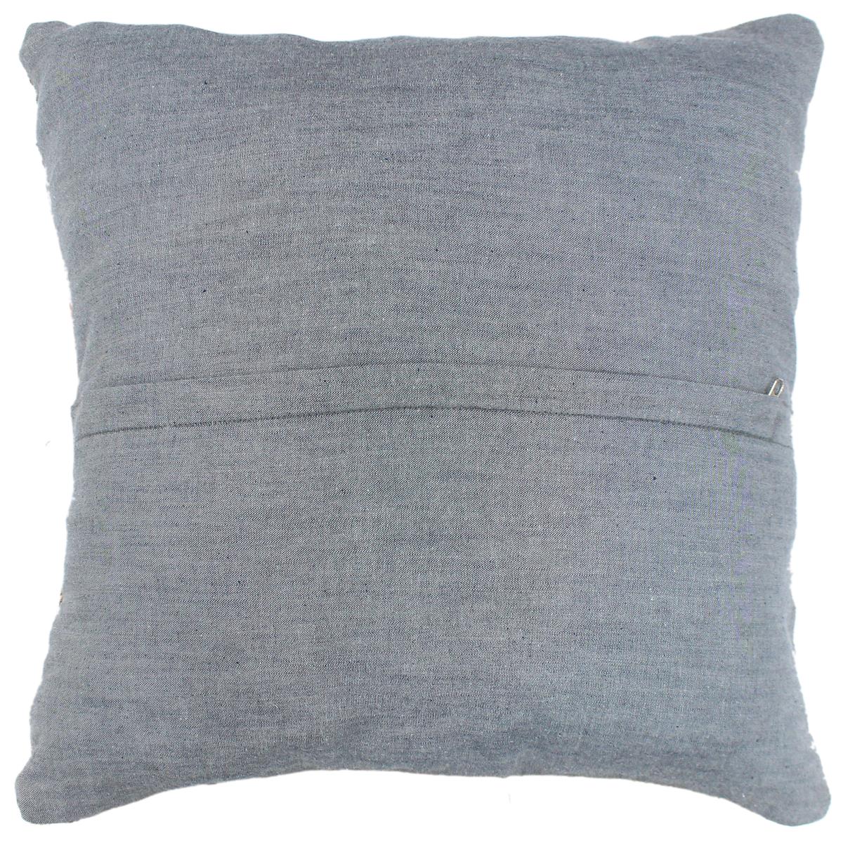 handmade Modern Pillow Rust Blue Hand-Woven SQUARE 100% WOOL  Hand woven turkish pillow  2 x 2