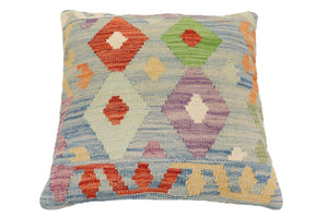 handmade Traditional Pillow Blue Rust Hand-Woven SQUARE 100% WOOL Hand woven turkish pillow2 x 2