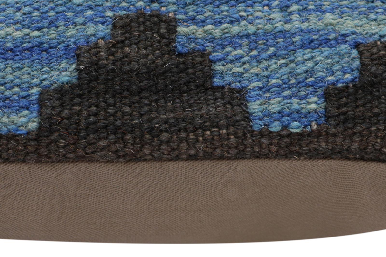 handmade Traditional Pillow Blue Beige Hand-Woven SQUARE 100% WOOL Hand woven turkish pillow2 x 2