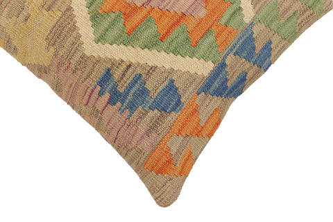 handmade Traditional Pillow Blue Orange Hand-Woven SQUARE 100% WOOL Hand woven turkish pillow2 x 2