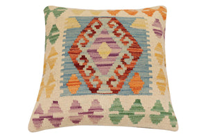 handmade Traditional Pillow Blue Rust Hand-Woven SQUARE 100% WOOL Hand woven turkish pillow2 x 2