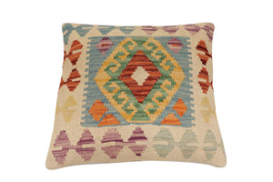 handmade Traditional Pillow Blue Rust Hand-Woven SQUARE 100% WOOL Hand woven turkish pillow2 x 2