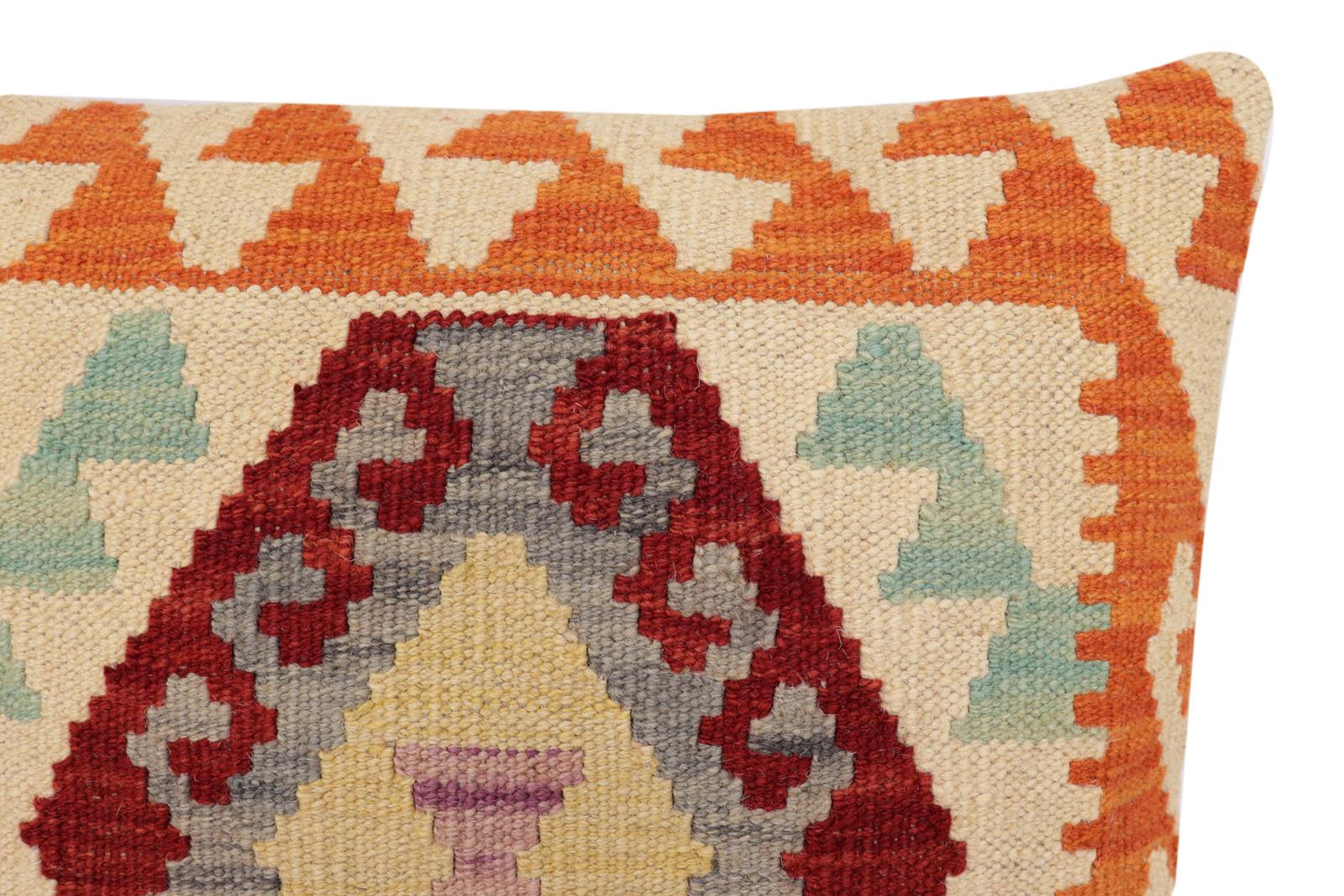 handmade Traditional Pillow Red Rust Hand-Woven SQUARE 100% WOOL  Hand woven turkish pillow  2 x 2