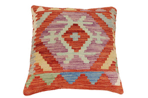 handmade Traditional Pillow Rust Blue Hand-Woven SQUARE 100% WOOL Hand woven turkish pillow2 x 2