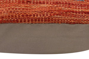 handmade Traditional Pillow Rust Blue Hand-Woven SQUARE 100% WOOL Hand woven turkish pillow2 x 2