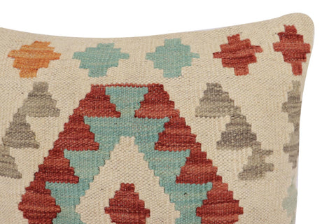 handmade Traditional Pillow Beige Red Hand-Woven SQUARE 100% WOOL Hand woven turkish pillow2 x 2