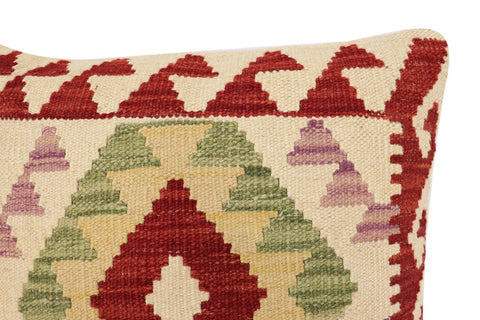 handmade Traditional Pillow Red Beige Hand-Woven SQUARE 100% WOOL Hand woven turkish pillow2 x 2