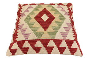handmade Traditional Pillow Red Beige Hand-Woven SQUARE 100% WOOL Hand woven turkish pillow2 x 2