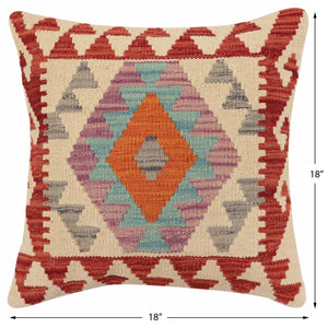 handmade Traditional Pillow Red Blue Hand-Woven SQUARE 100% WOOL Hand woven turkish pillow2 x 2