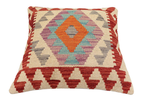 handmade Traditional Pillow Red Blue Hand-Woven SQUARE 100% WOOL Hand woven turkish pillow2 x 2