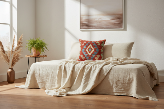 Boho Chic Krause Turkish Hand-Woven Kilim Pillow