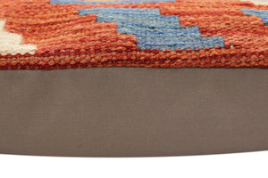 handmade Traditional Pillow Rust Blue Hand-Woven SQUARE 100% WOOL Hand woven turkish pillow2 x 2