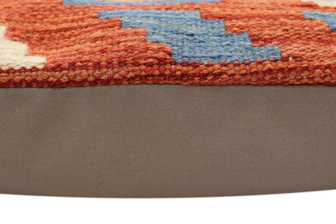 handmade Traditional Pillow Rust Blue Hand-Woven SQUARE 100% WOOL Hand woven turkish pillow2 x 2