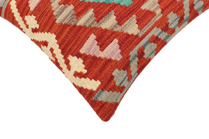 handmade Traditional Pillow Rust Blue Hand-Woven SQUARE 100% WOOL Hand woven turkish pillow2 x 2