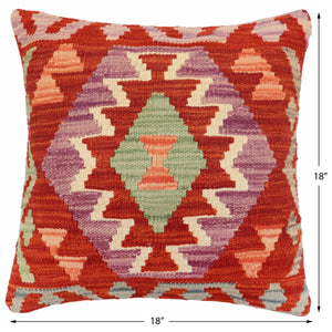 handmade Traditional Pillow Rust Blue Hand-Woven SQUARE 100% WOOL Hand woven turkish pillow2 x 2