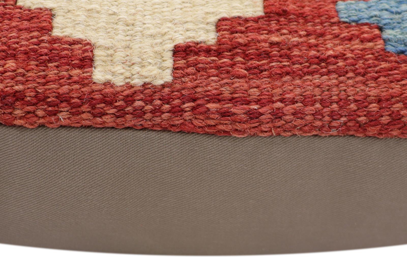 handmade Traditional Pillow Red Blue Hand-Woven SQUARE 100% WOOL  Hand woven turkish pillow  2 x 2