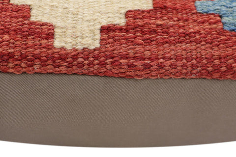 handmade Traditional Pillow Red Blue Hand-Woven SQUARE 100% WOOL  Hand woven turkish pillow  2 x 2