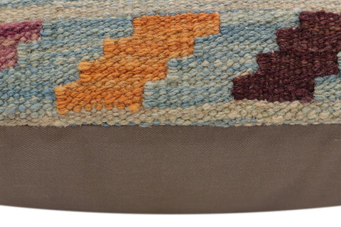 handmade Traditional Pillow Blue Rust Hand-Woven SQUARE 100% WOOL  Hand woven turkish pillow  2 x 2