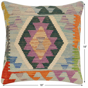 handmade Traditional Pillow Blue Green Hand-Woven SQUARE 100% WOOL Hand woven turkish pillow2 x 2