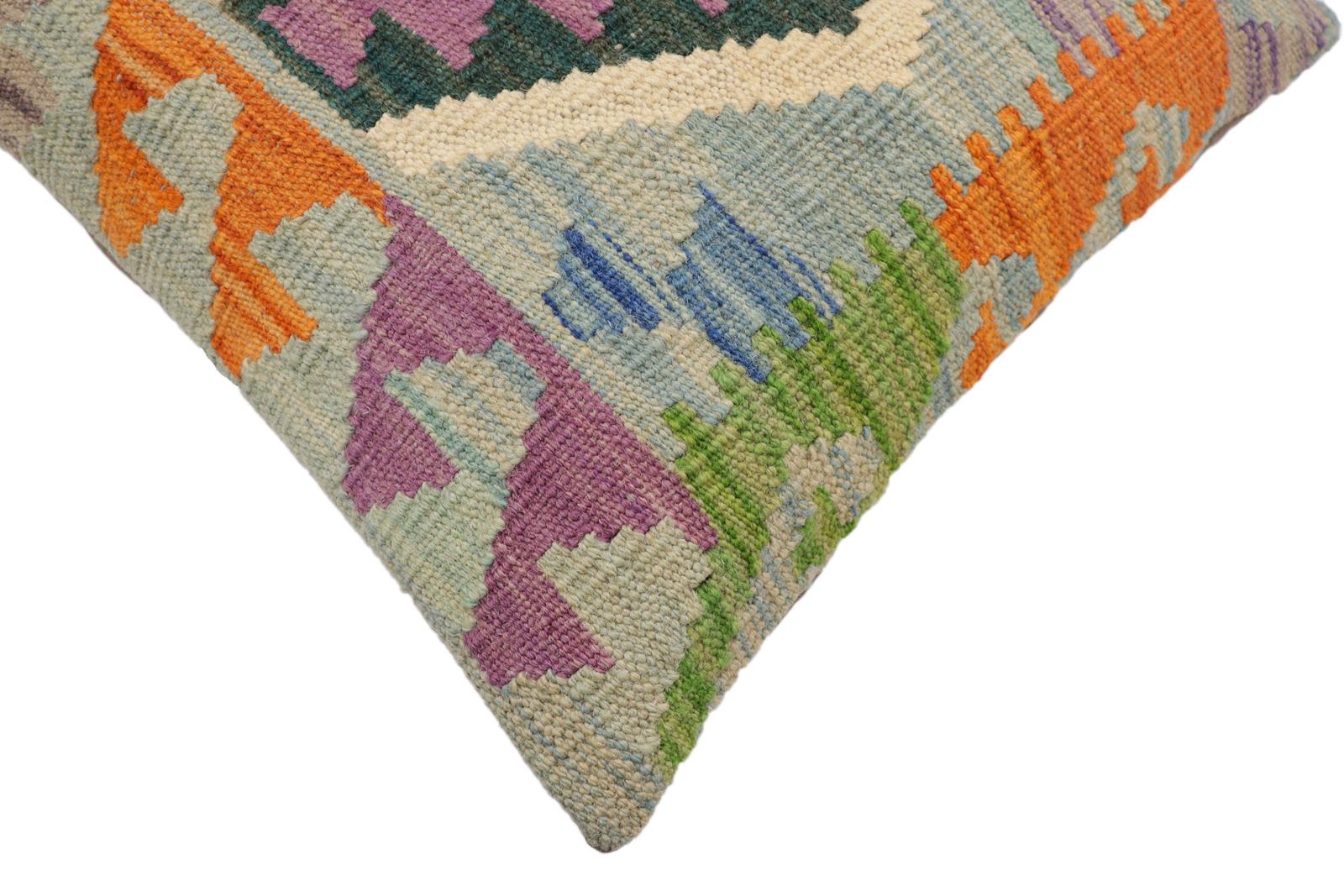 handmade Traditional Pillow Blue Green Hand-Woven SQUARE 100% WOOL Hand woven turkish pillow2 x 2