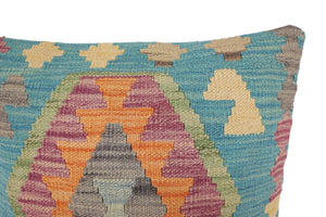 handmade Traditional Pillow Blue Gray Hand-Woven SQUARE 100% WOOL Hand woven turkish pillow2 x 2