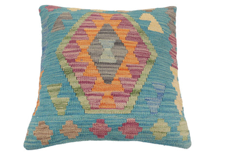 handmade Traditional Pillow Blue Gray Hand-Woven SQUARE 100% WOOL Hand woven turkish pillow2 x 2