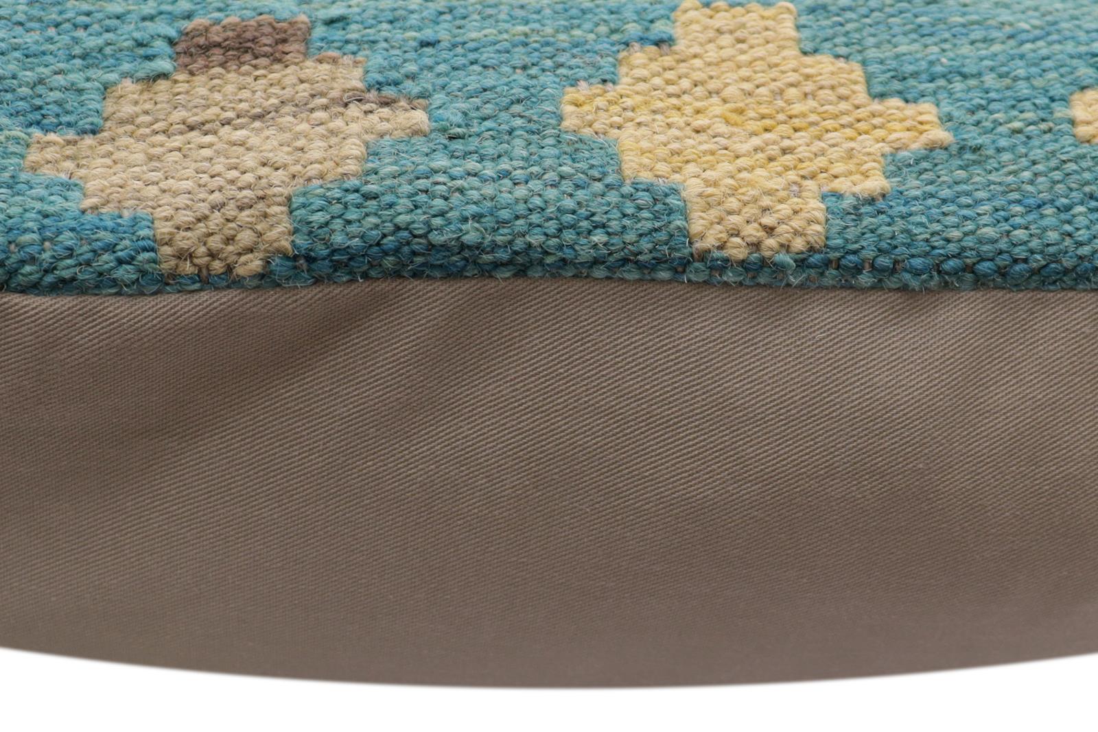 handmade Traditional Pillow Blue Gray Hand-Woven SQUARE 100% WOOL Hand woven turkish pillow2 x 2