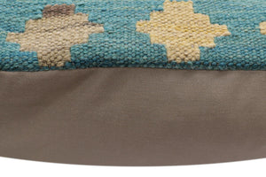 handmade Traditional Pillow Blue Gray Hand-Woven SQUARE 100% WOOL Hand woven turkish pillow2 x 2